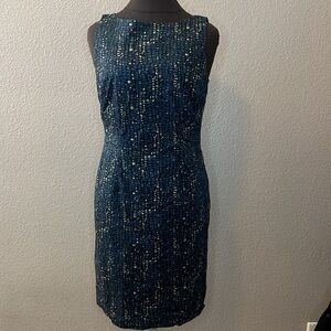 Ann Taylor Midnight Blue and Ivory Mini Career Dress Size 4